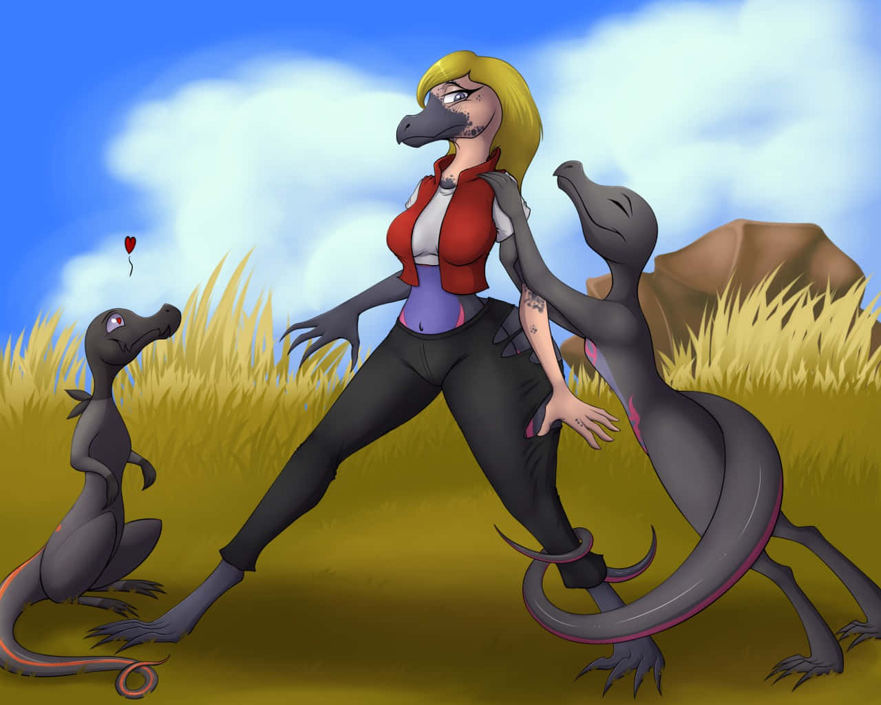 Girl With Two Salazzle Pokémon