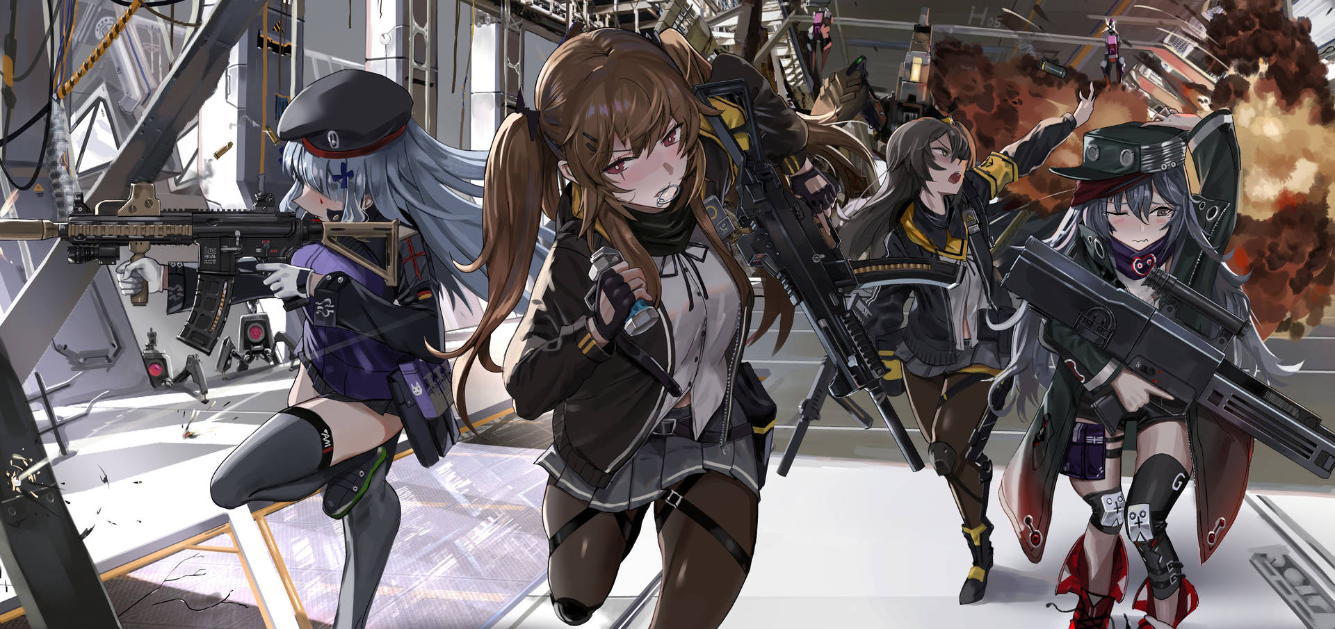Girls Frontline Characters On Attack Background
