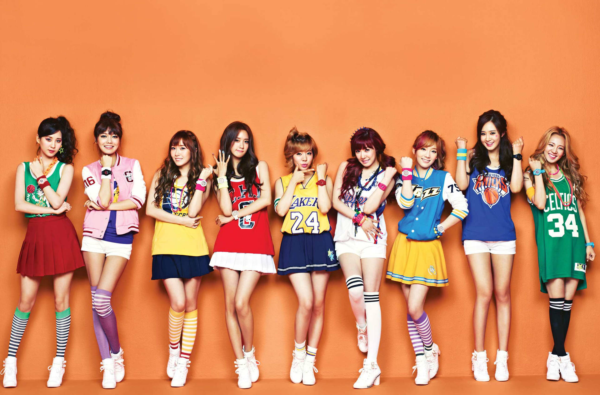 Girls' Generation In Jerseys Background
