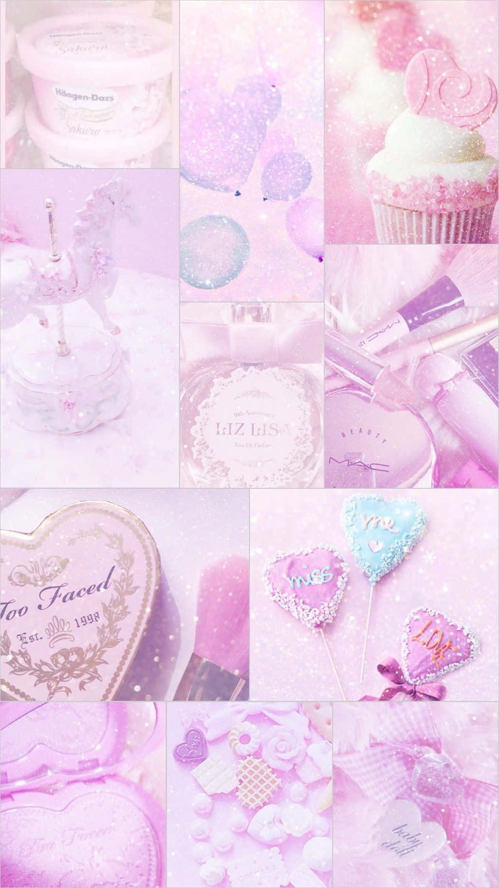 Girly Aesthetic Purple Collage Cupcakes And Lollipops