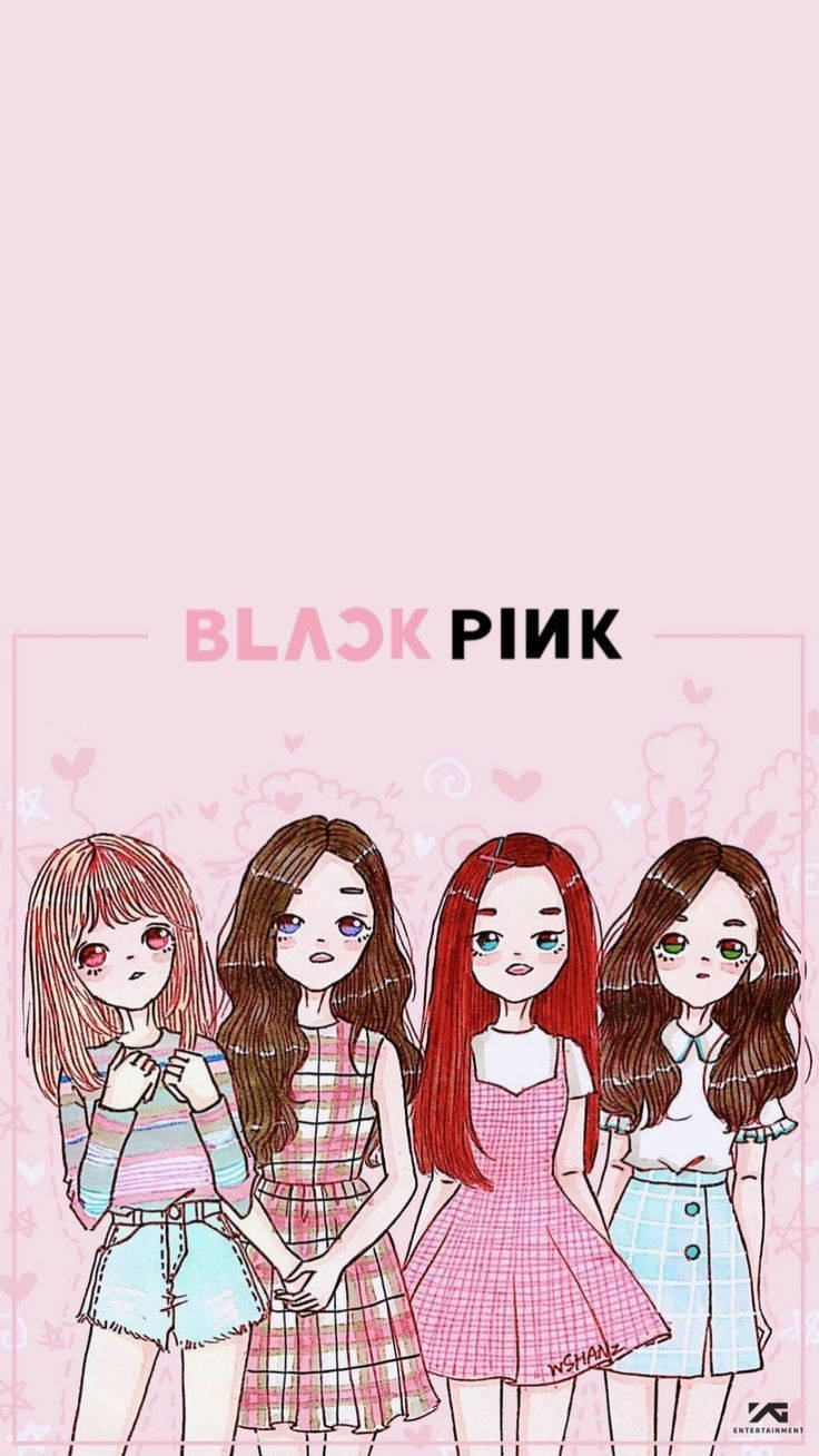 Girly Blackpink Anime Group Picture Background