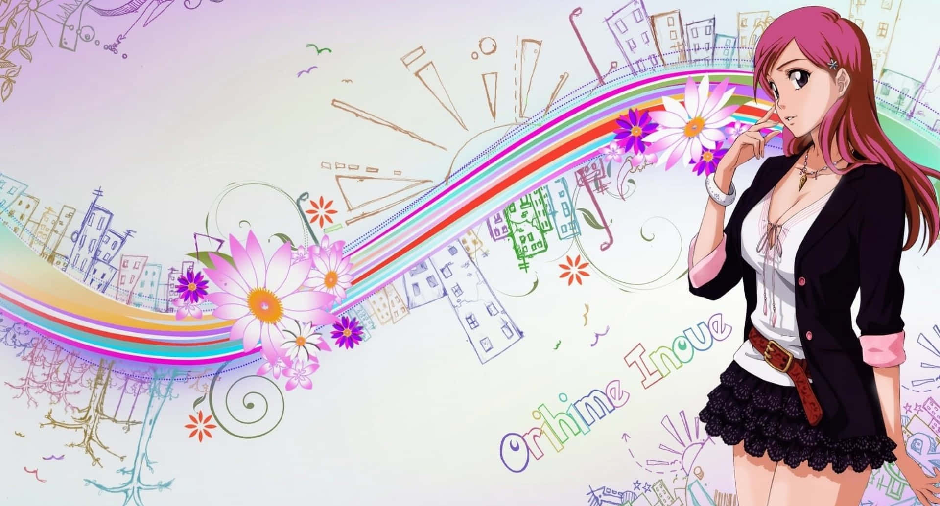 Girly Cute Anime Orihime Inoue Background