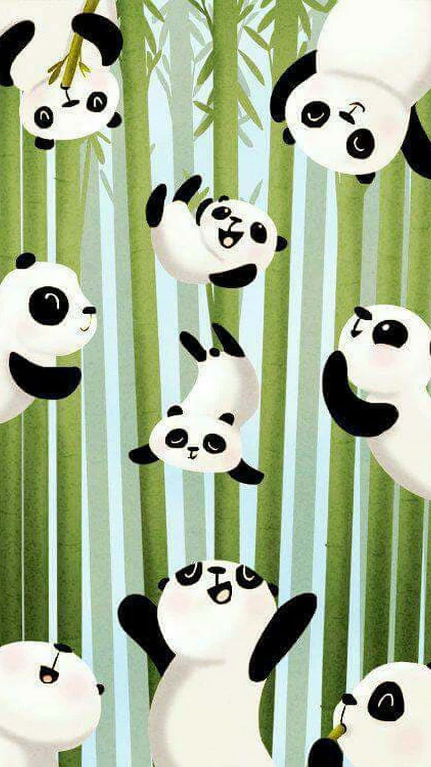 Girly Cute Panda Bamboo Grove Background