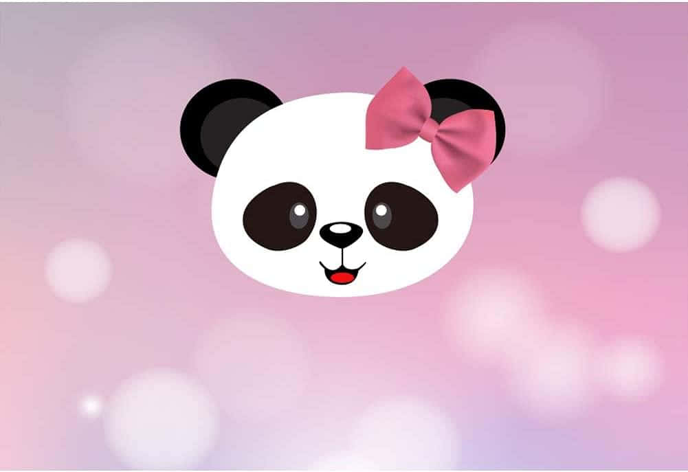 Girly Cute Panda Birthday Backdrop Background