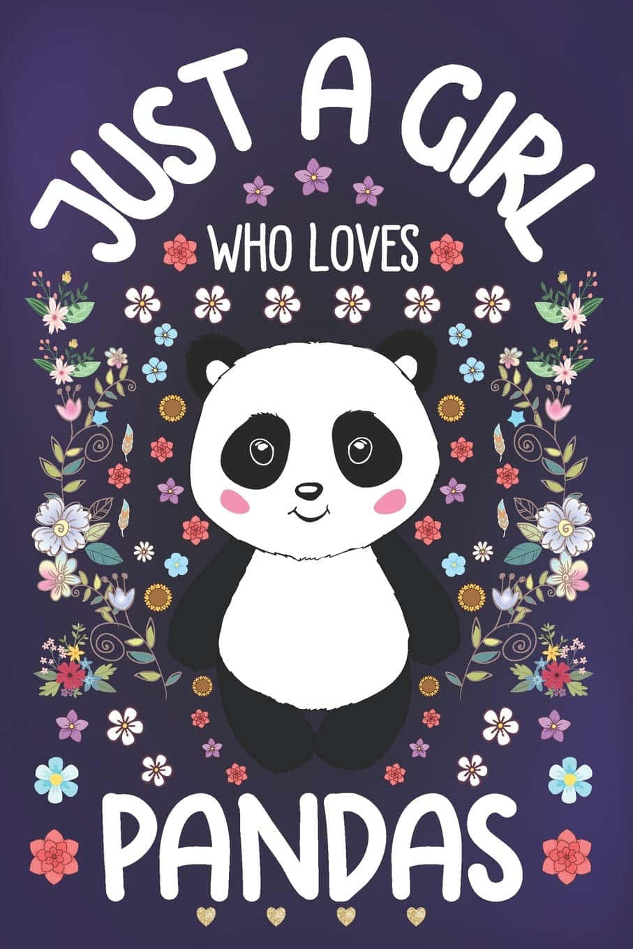 Girly Cute Panda Floral Journal Background