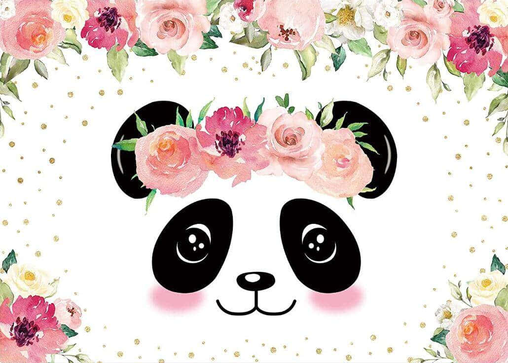 Girly Cute Panda Funnytree Backdrop Background