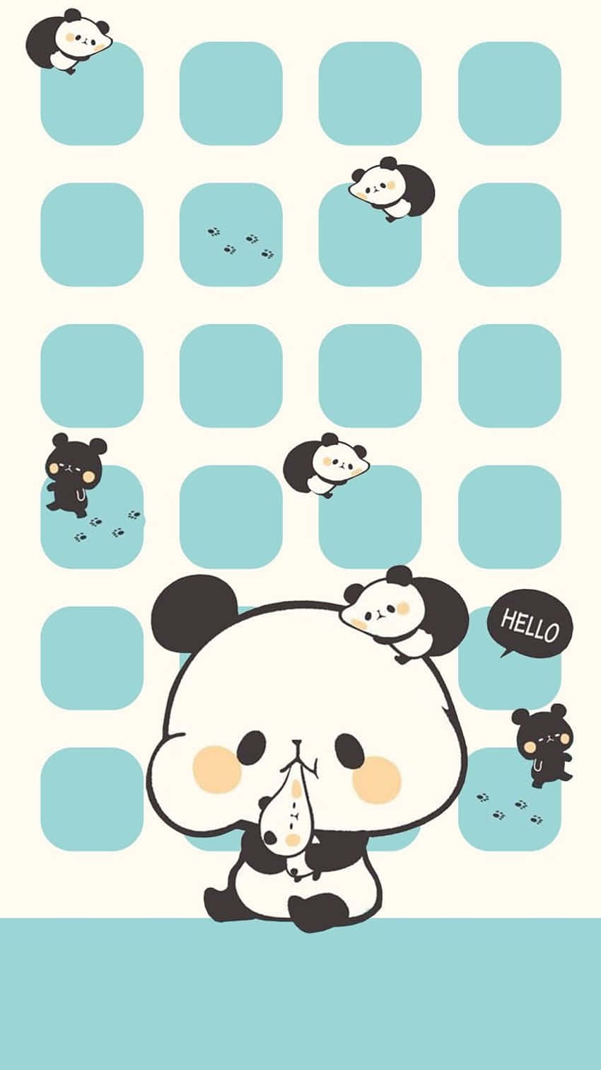 Girly Cute Panda Mochi Phone Background