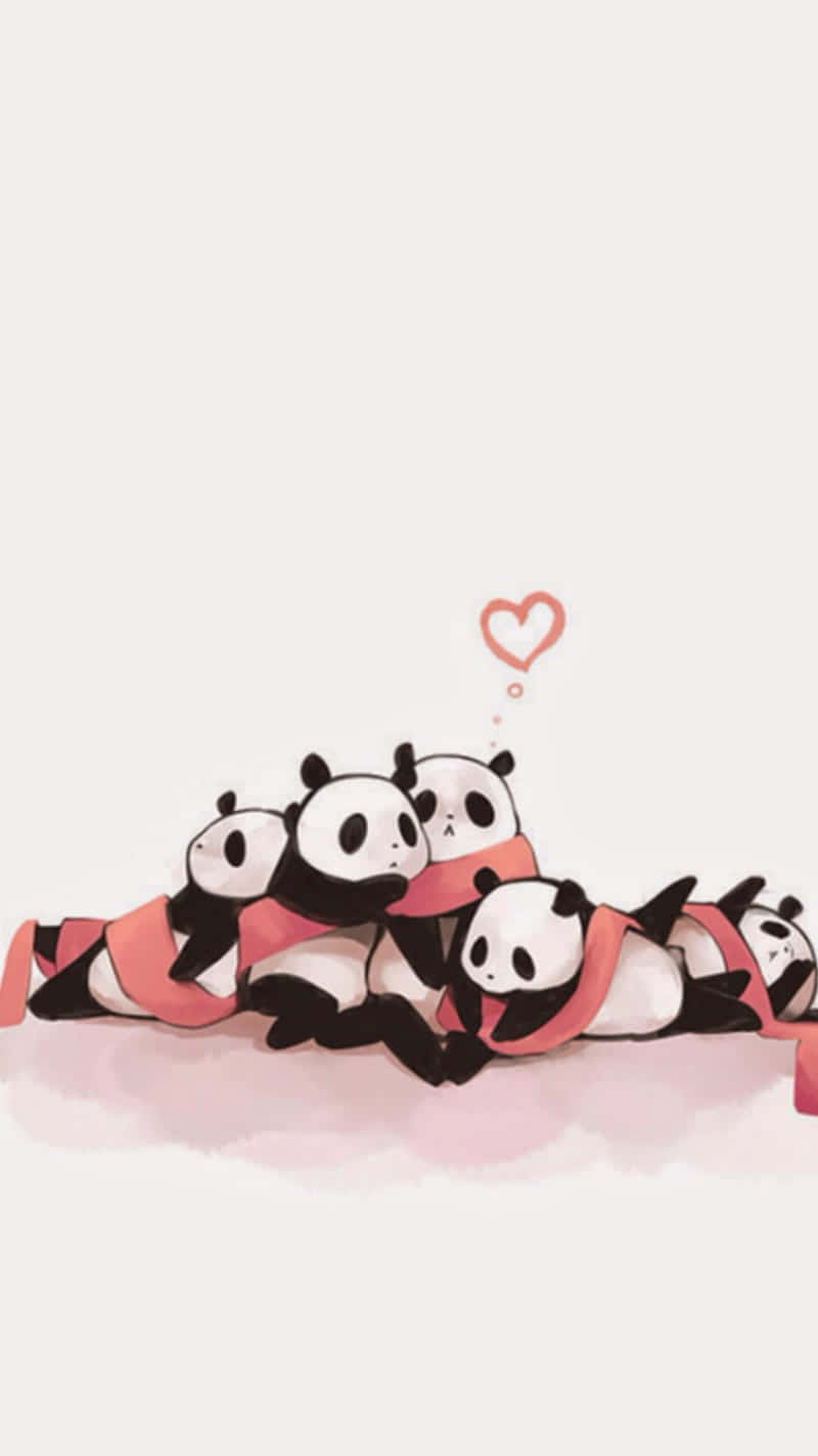 Girly Cute Panda Sleep Ribbon Background