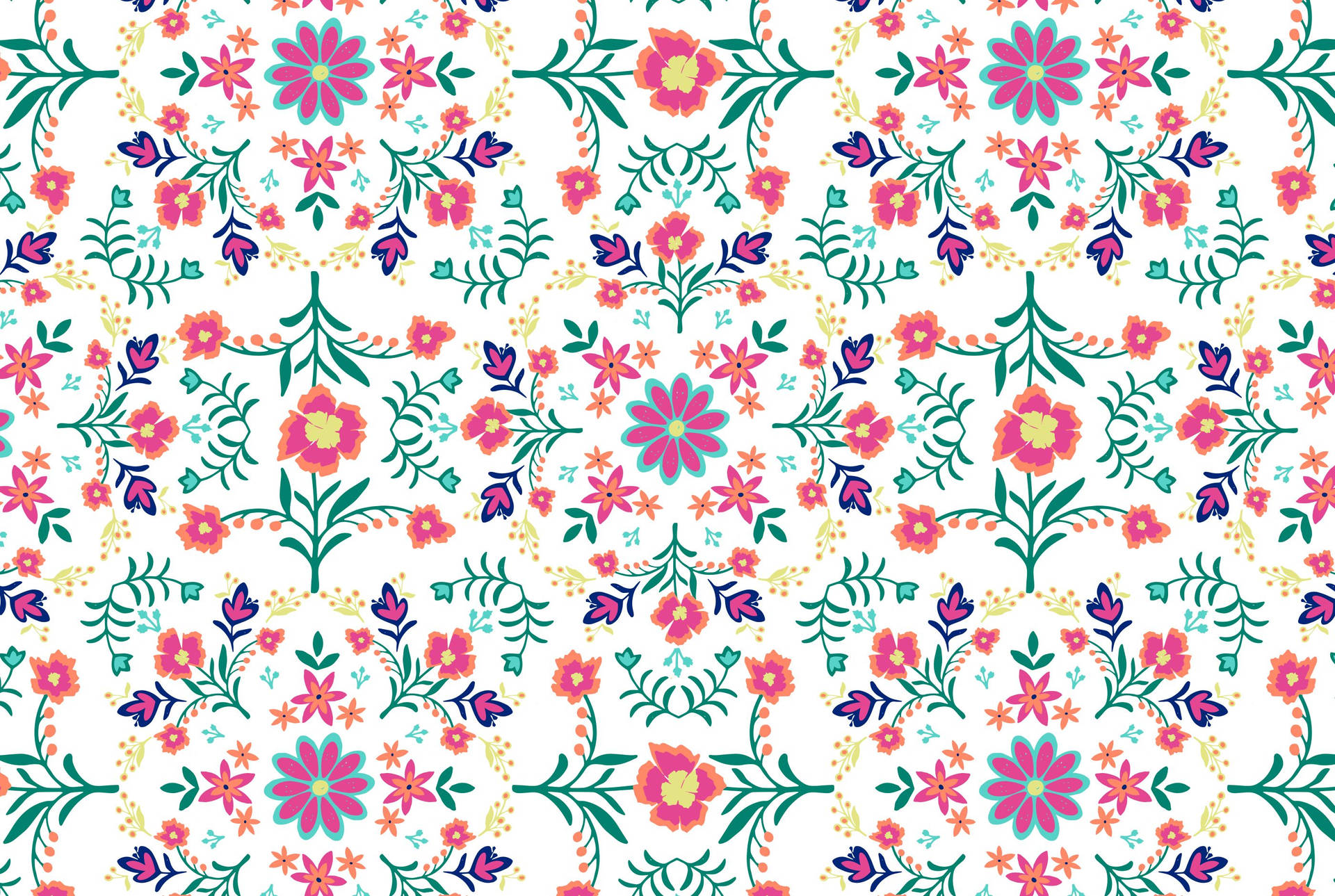 Girly Floral Boho Pattern Background