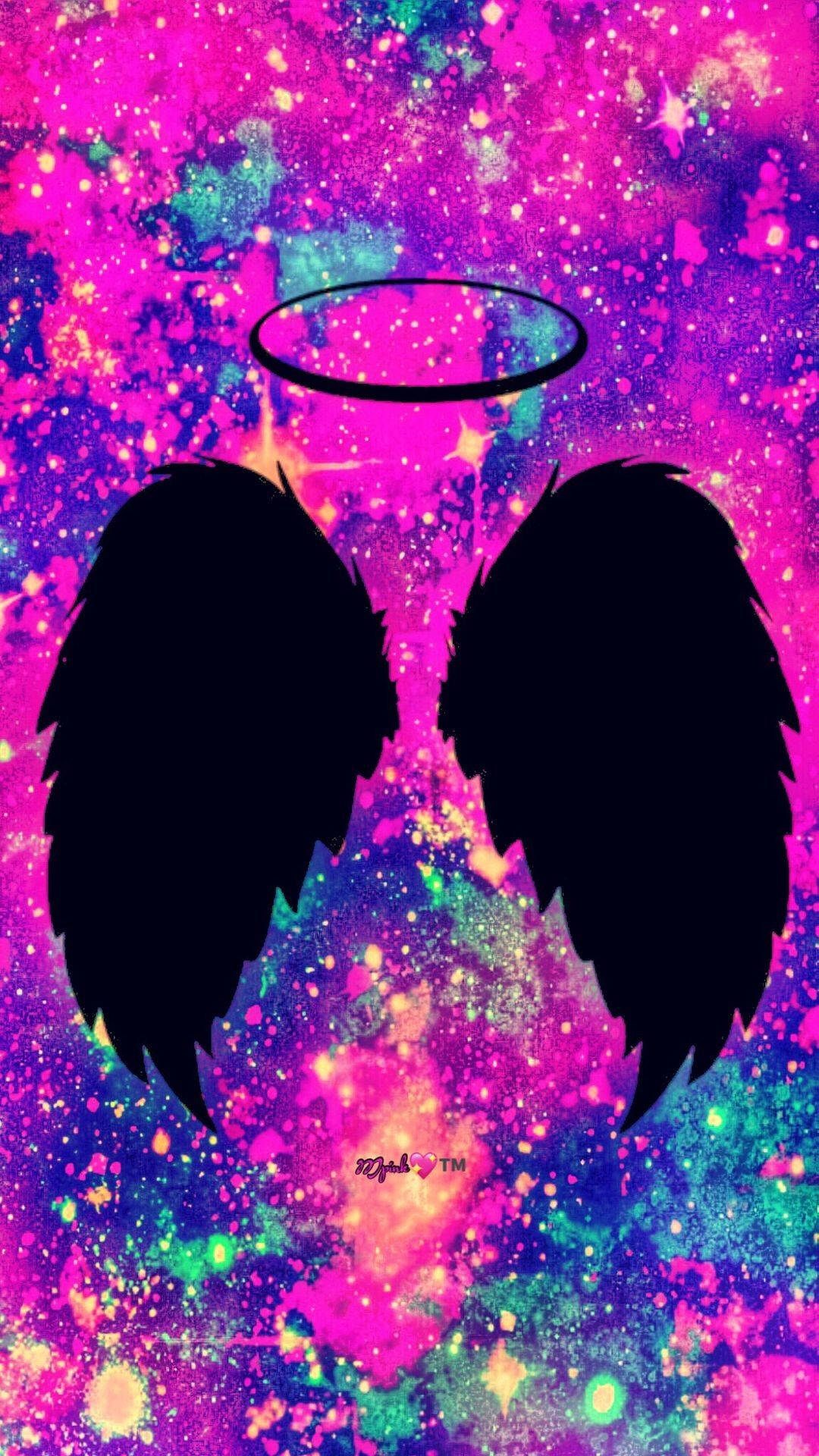 Girly Galaxy Angel Wings Background