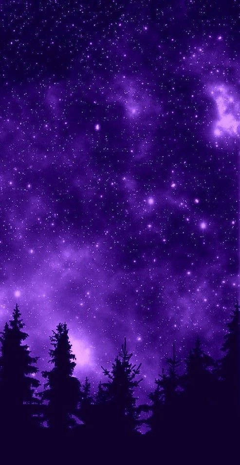 Girly Galaxy Purple Forest View Background