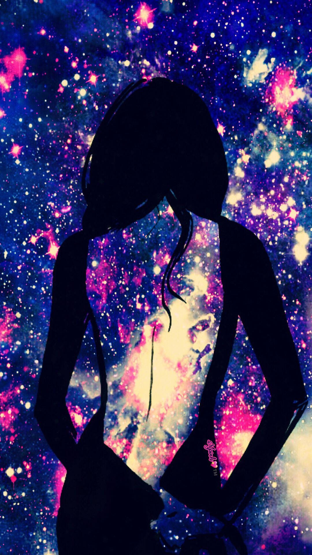 Girly Galaxy Silhouette Background