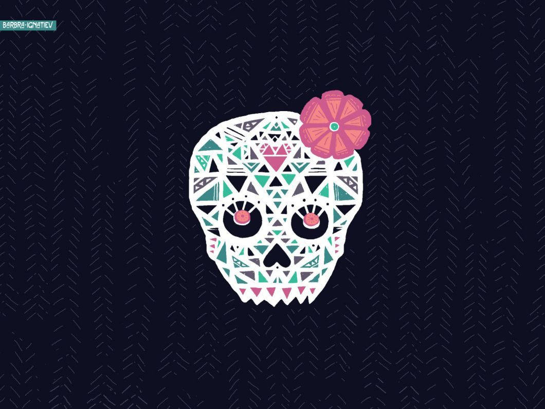 Girly Geometric Sugar Skull Background