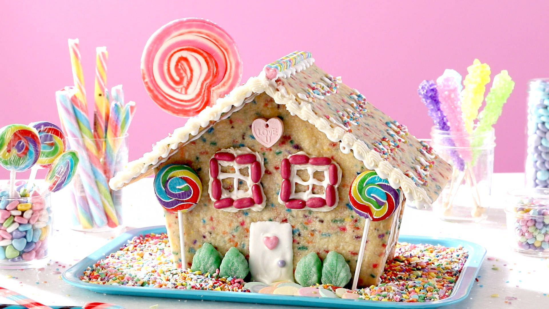 Girly Gingerbread House Theme Background