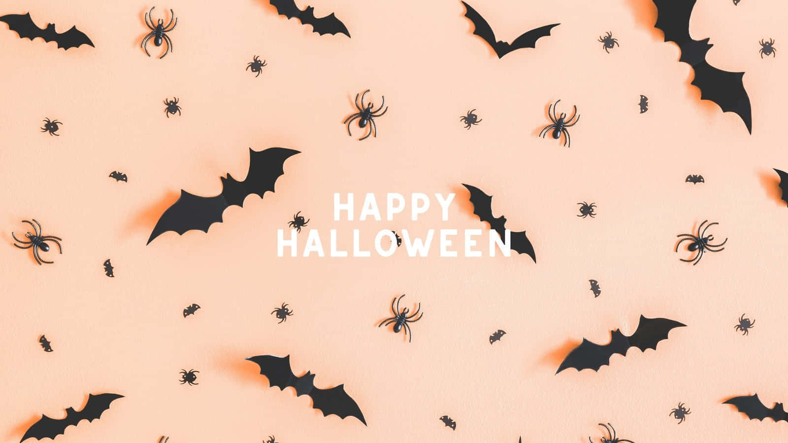 Girly Halloween Bats Spiders Peach Background