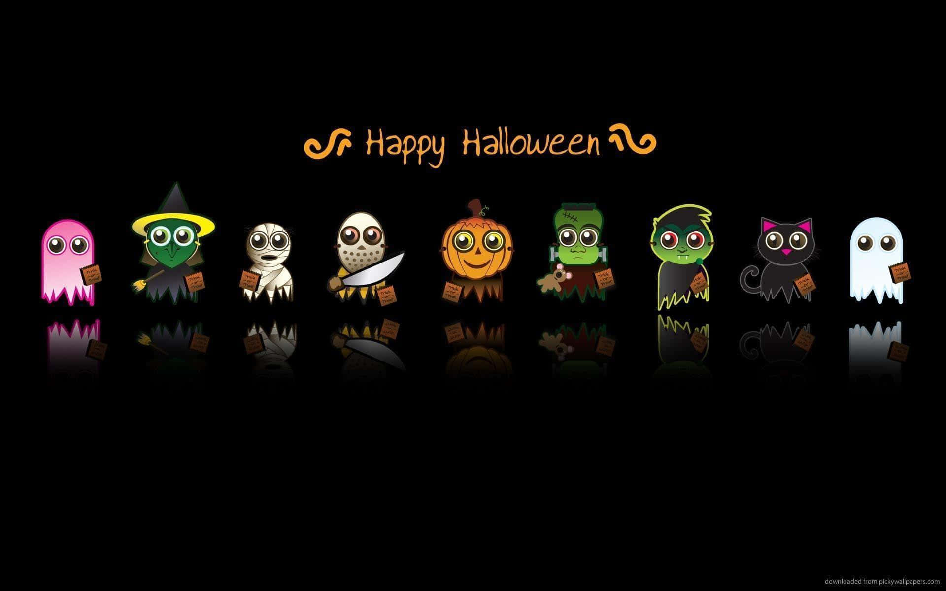 Girly Halloween Chibi Characters Background