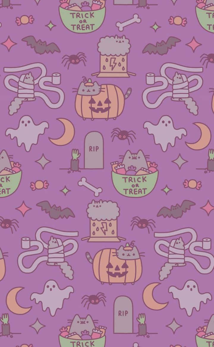 Girly Halloween Cute Doodles Background