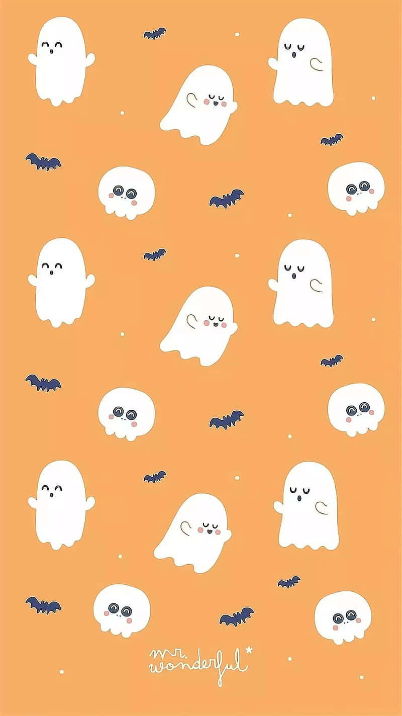 Girly Halloween Cute Ghost Drawings Background