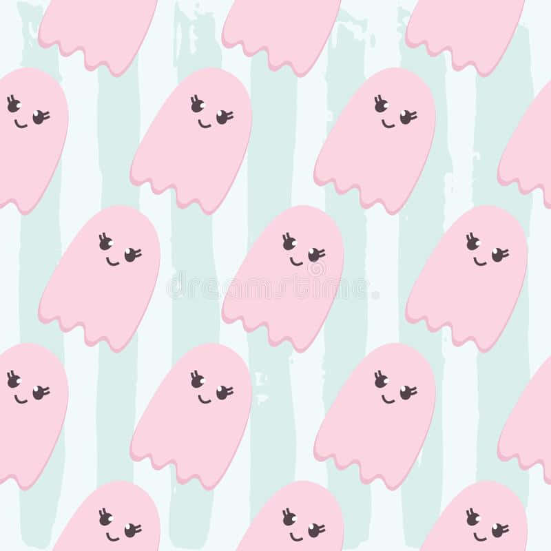 Girly Halloween Pink Ghosts Background