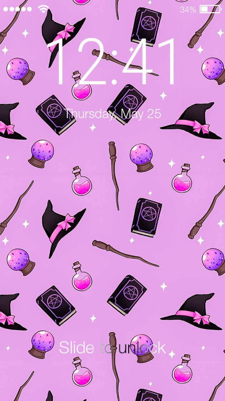 Girly Halloween Pink Witch Background