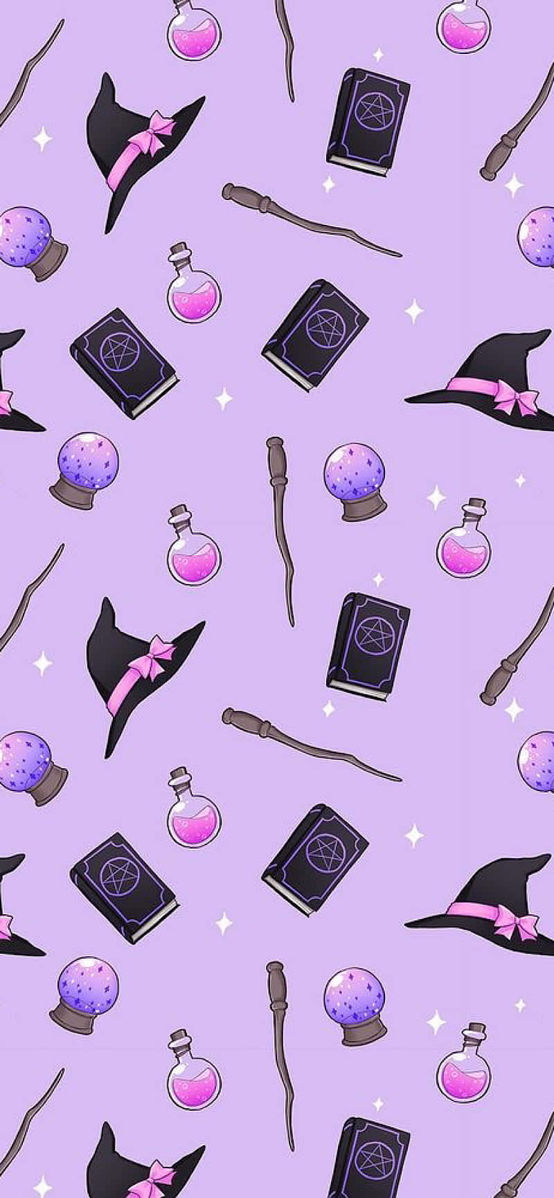 Girly Halloween Violet Black Book Witch Background