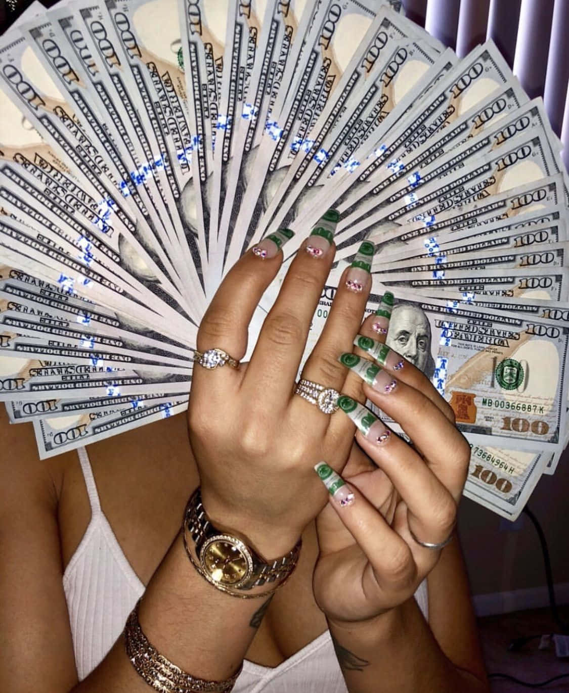 Girly Money Dollar Nails Background