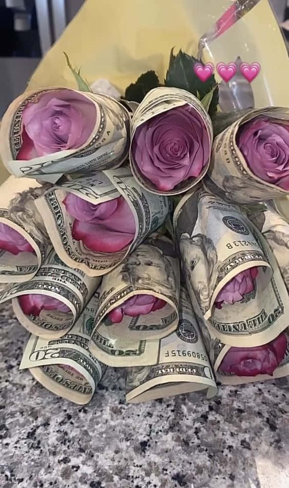 Girly Money Flower Bouquet Background