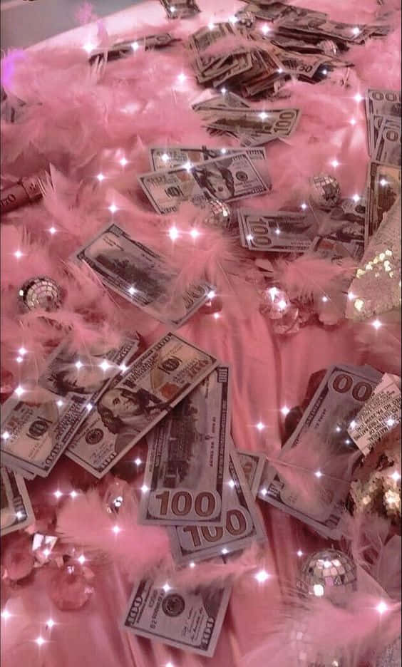 Girly Money Pink Feathers Background