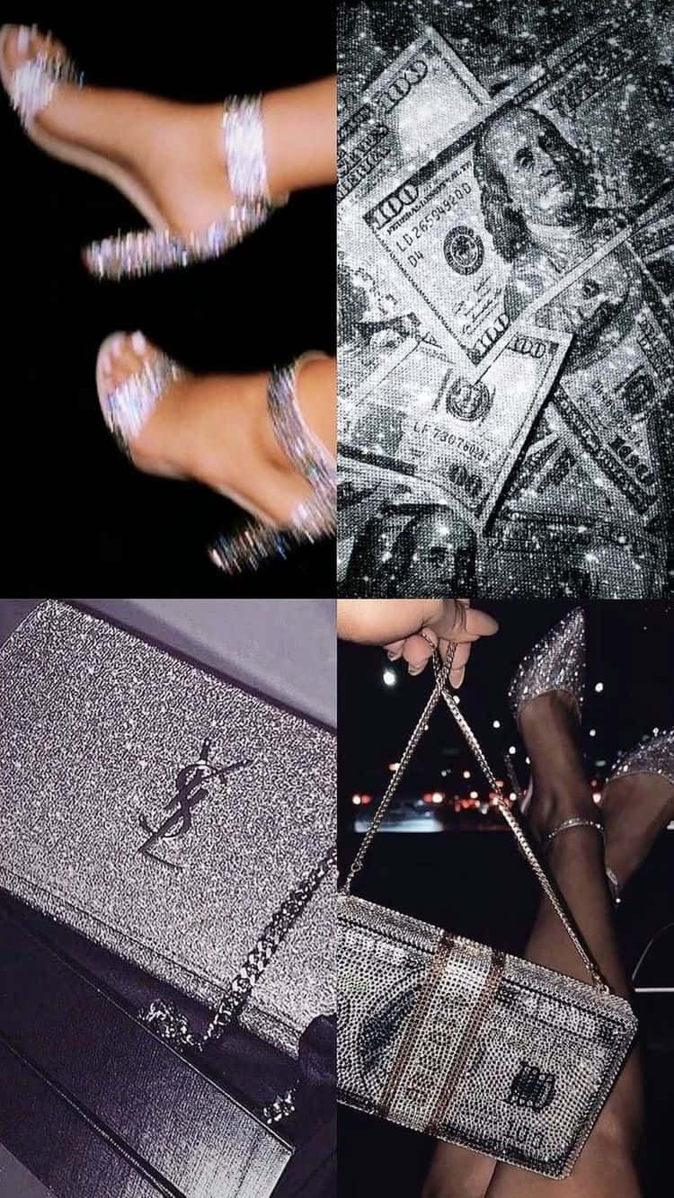 Girly Money Silver Glitter Aesthetic Background