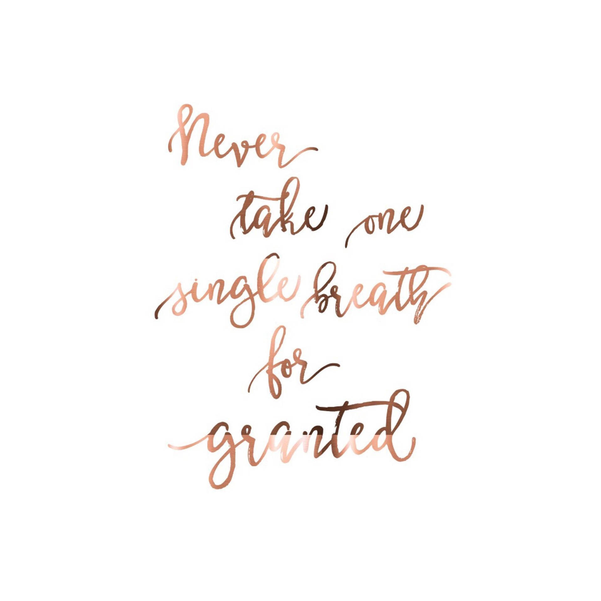 Girly Motivational Never Taking For Granted Quote