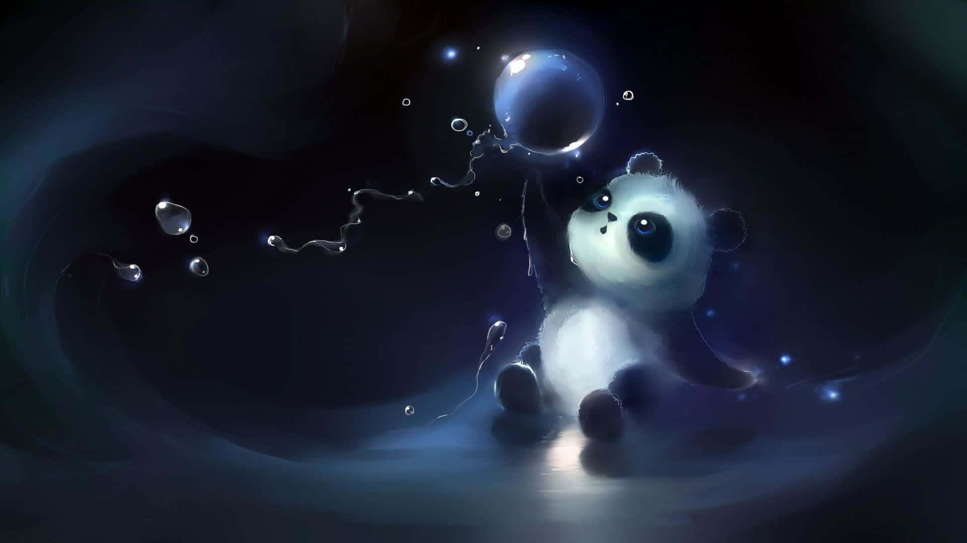 Girly Panda Flying Balloon Background