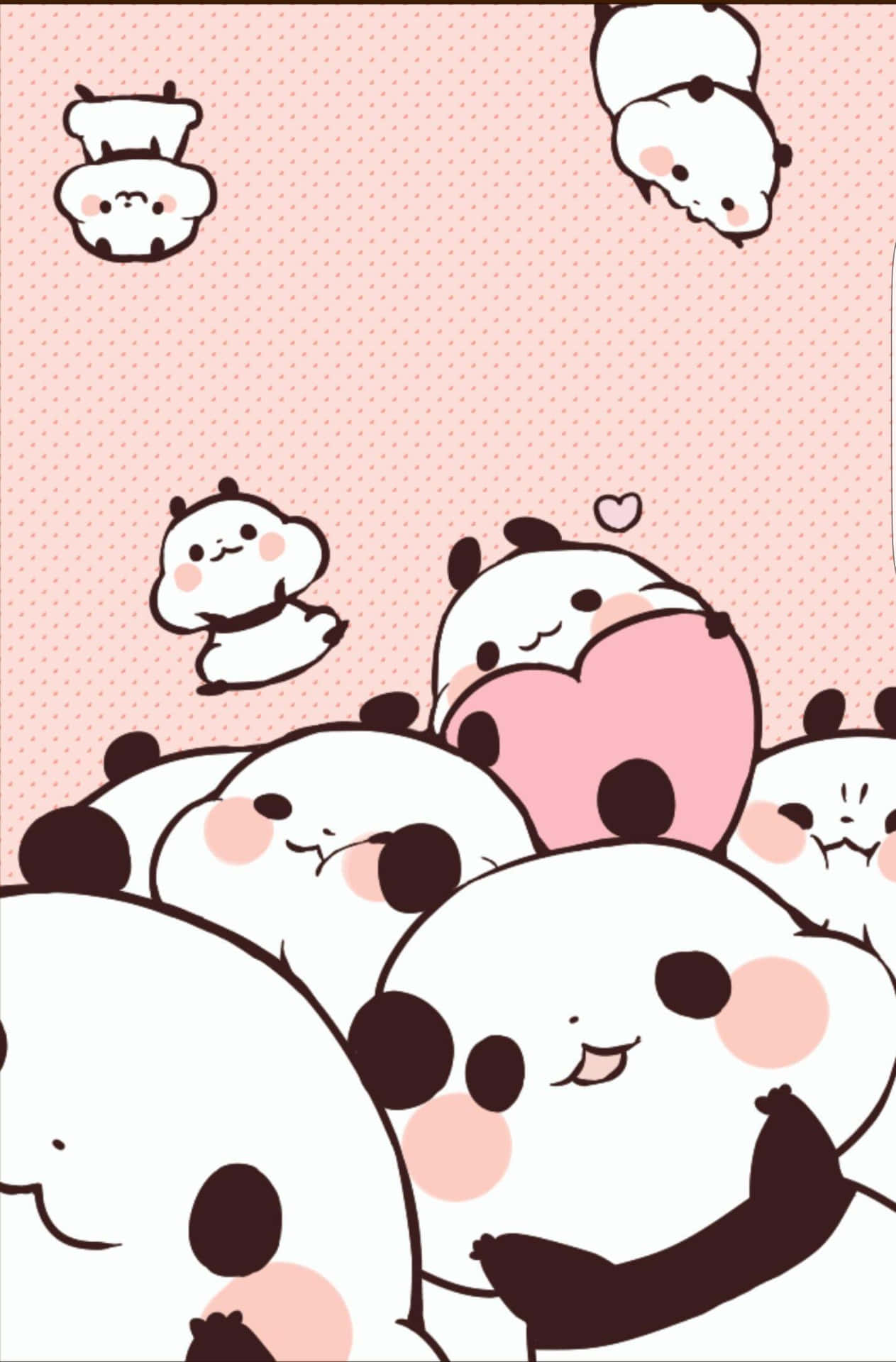 Girly Panda Group Pink Background