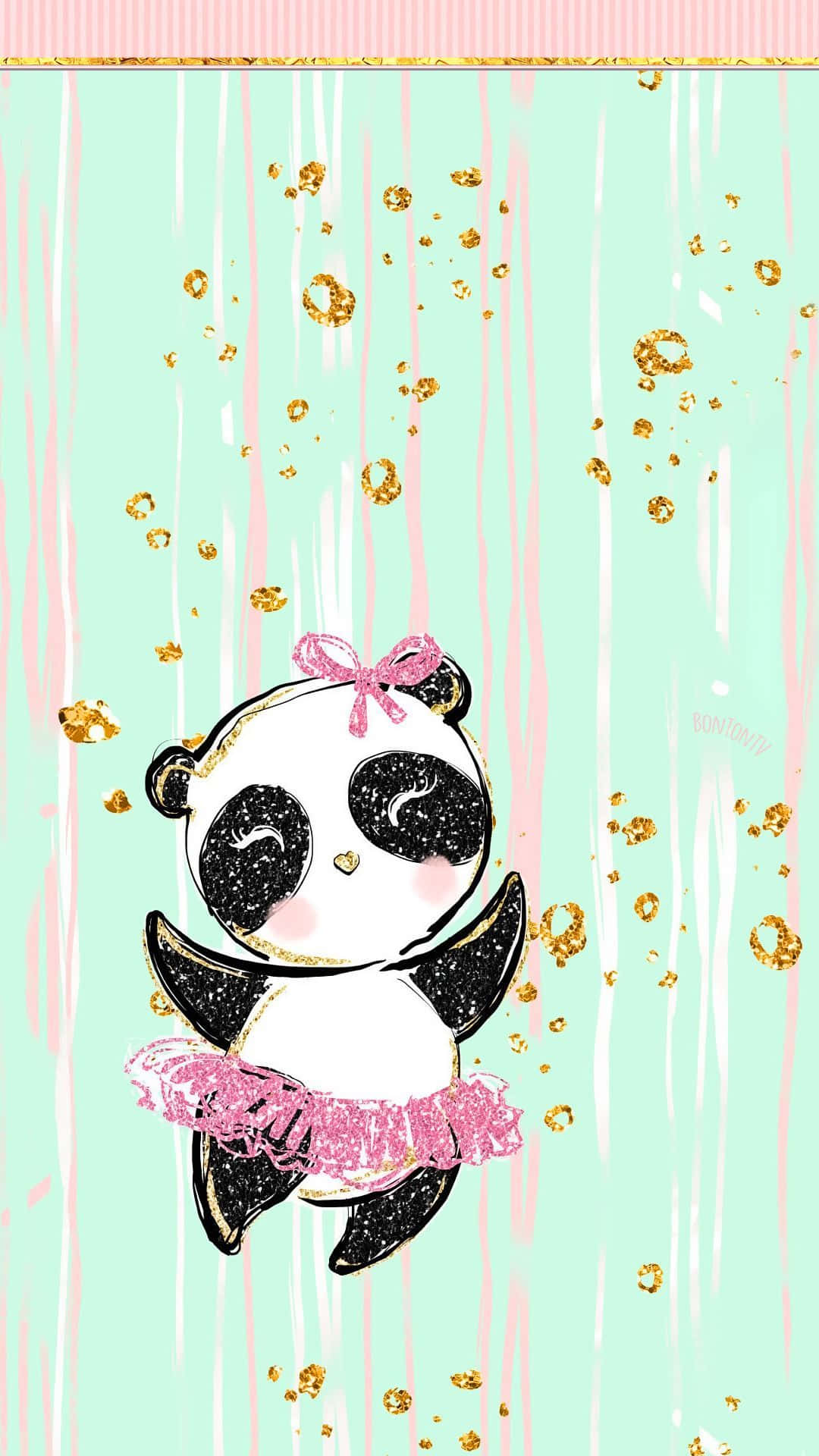 Girly Panda Happy Light Blue Background Background