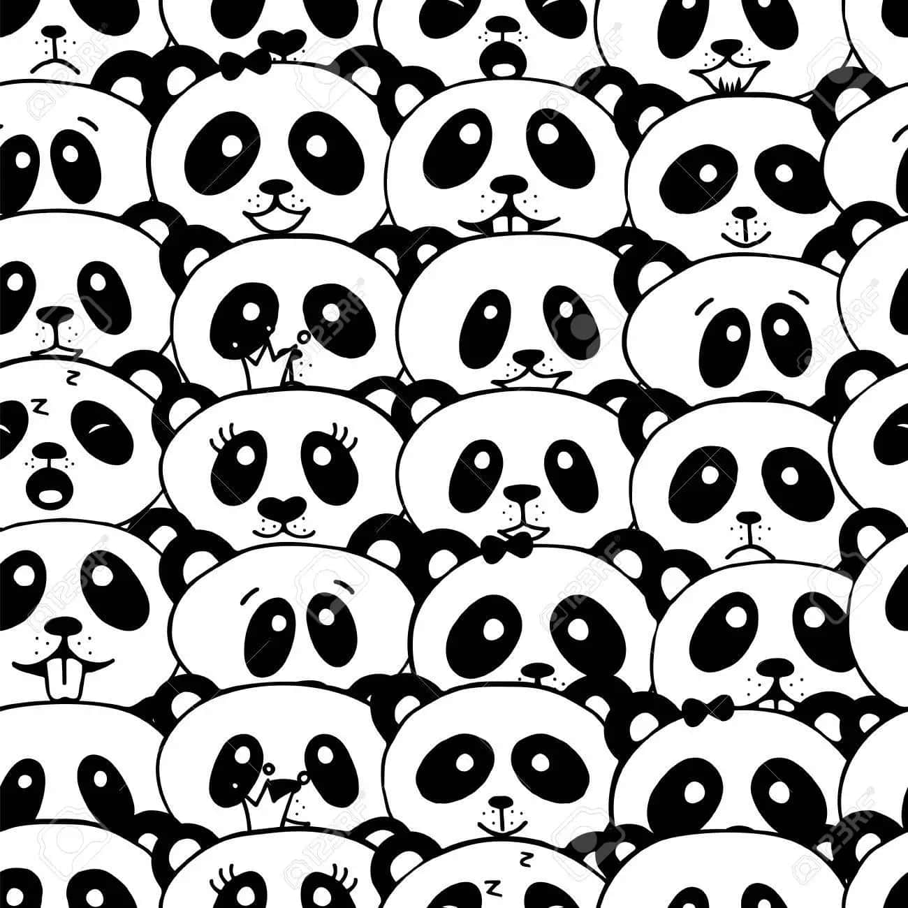 Girly Panda Heads Collage