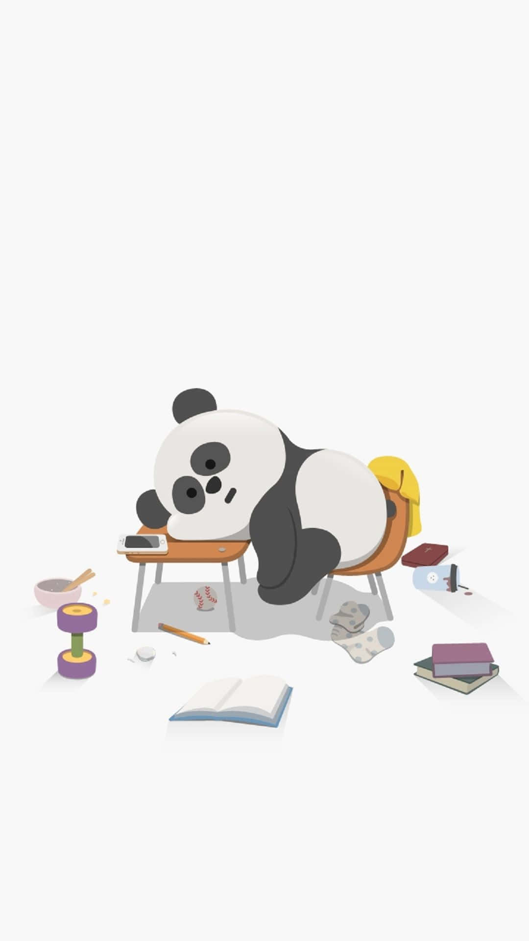 Girly Panda Studying Sleeping Background