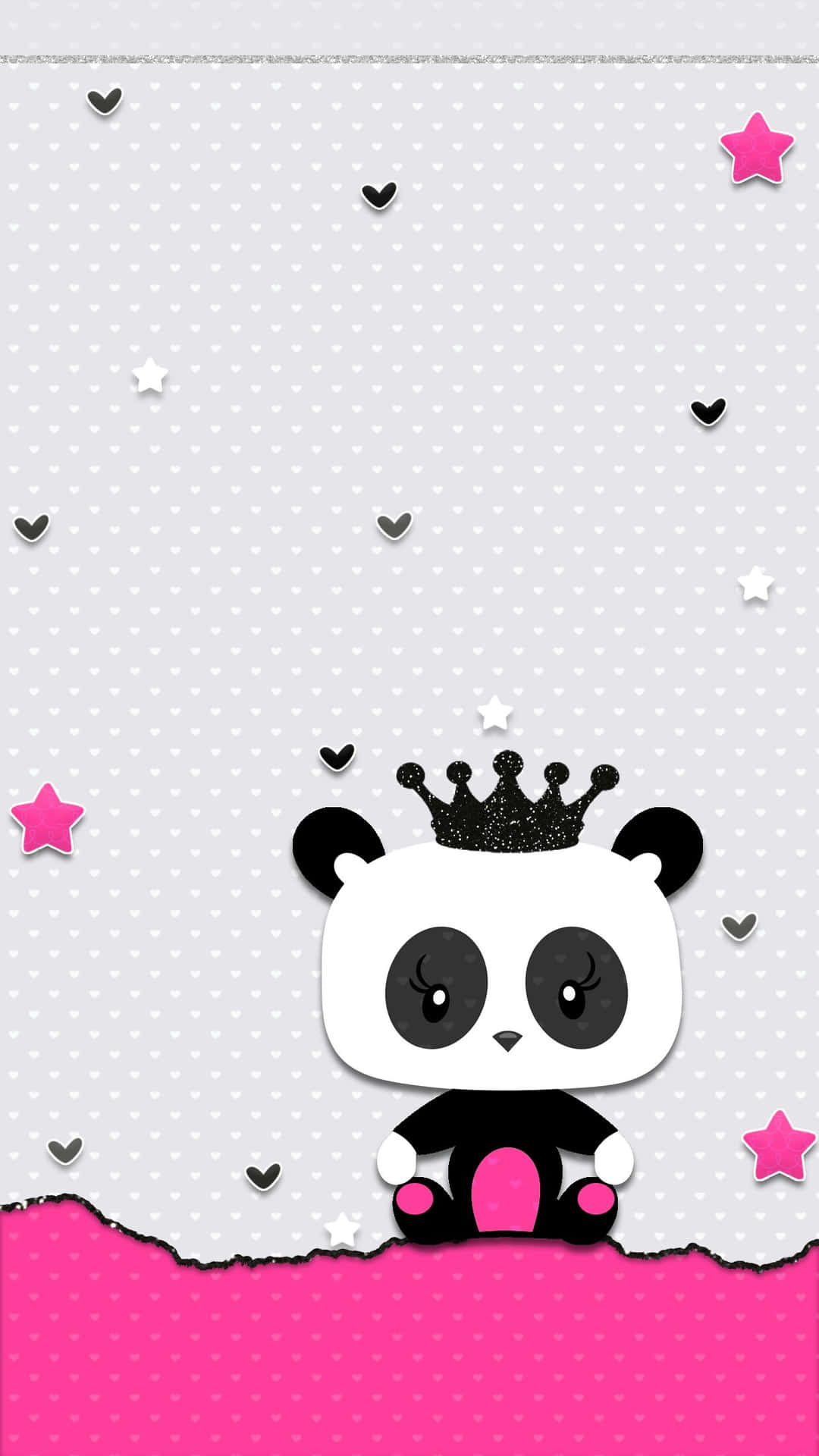 Girly Panda Wearing Crown Background