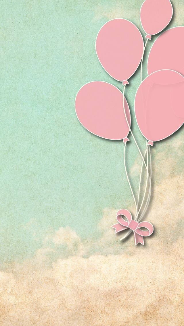 Girly Phone Pink Balloons Background