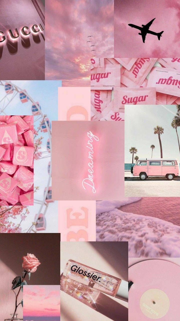 Girly Phone Pink Collage Background