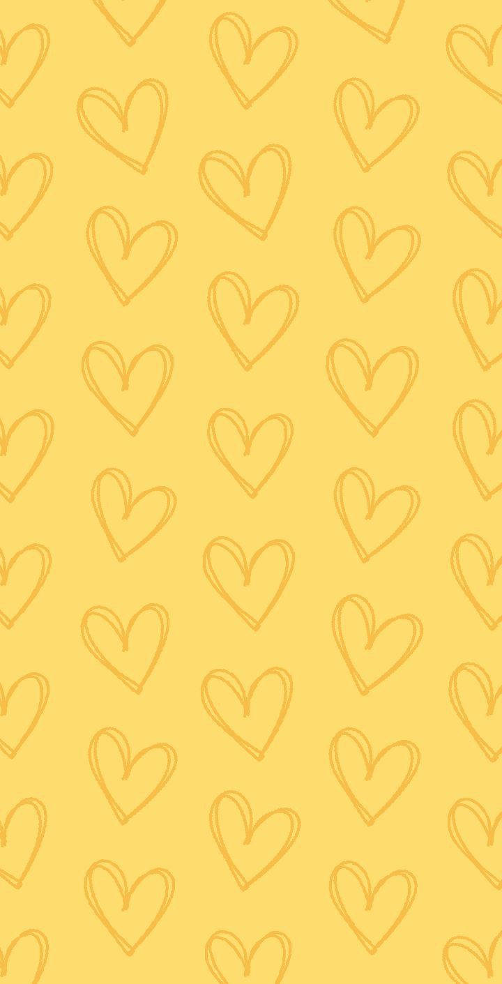 Girly Phone Yellow Hearts Background