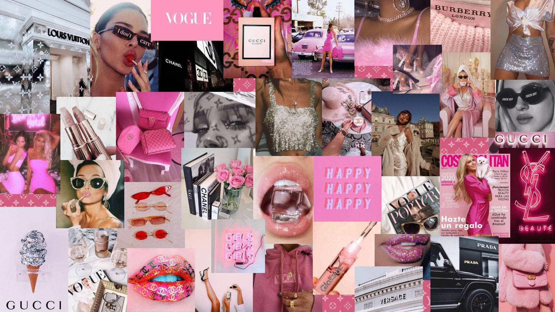 Girly Pink Aesthetic Collage Background