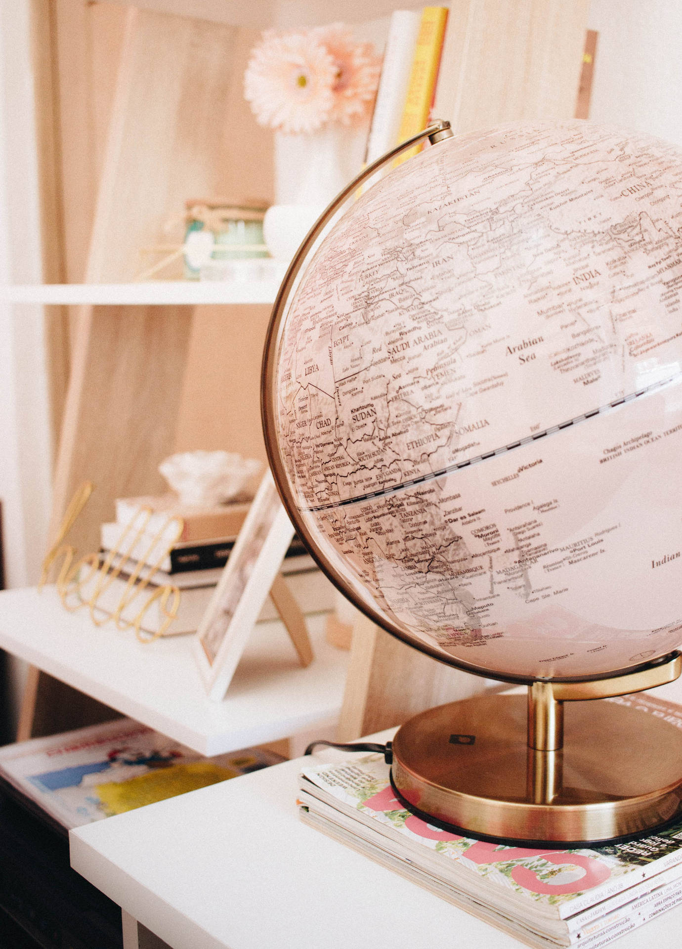 Girly Pink Aesthetic Globe Background
