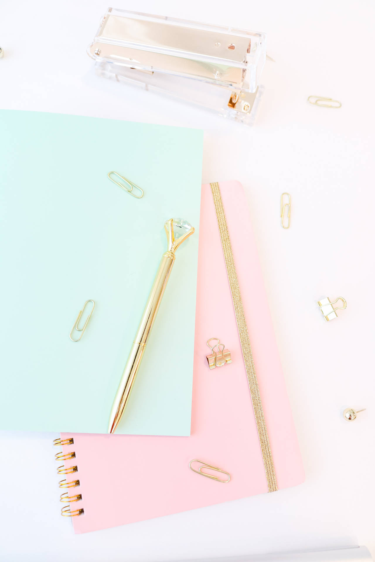 Girly Pink Aesthetic Pen And Notebook Background