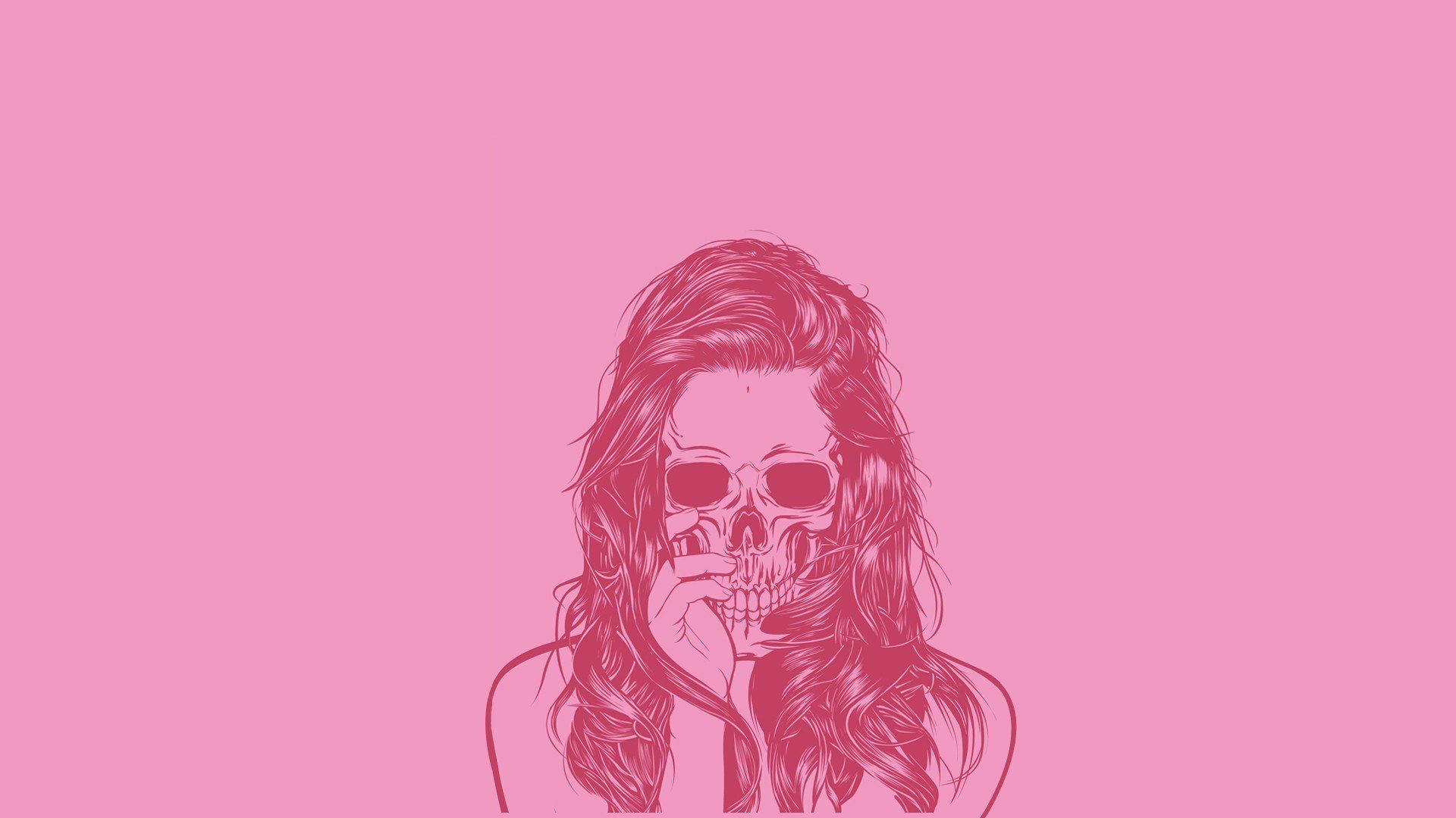 Girly Pink Aesthetic Skull Mask Background
