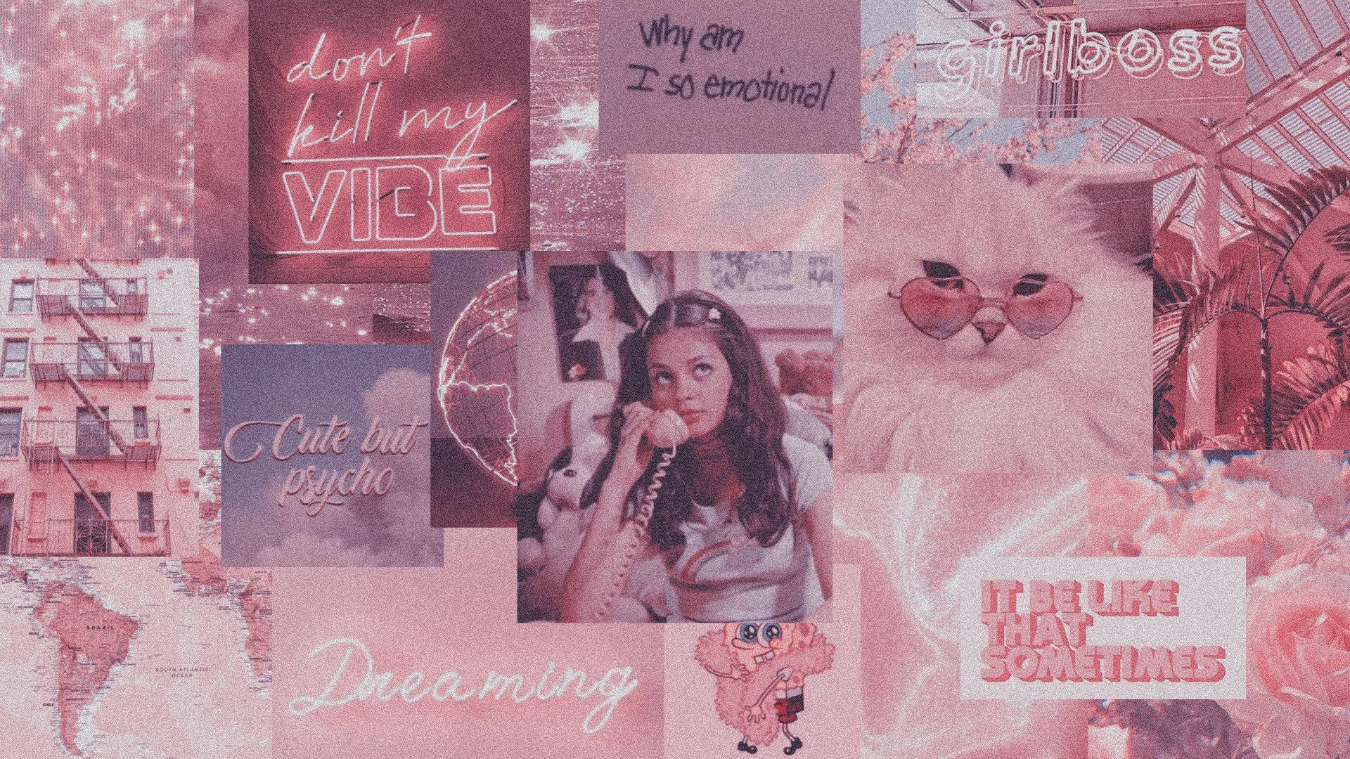Girly Pink Aesthetic Stuff Collage Background