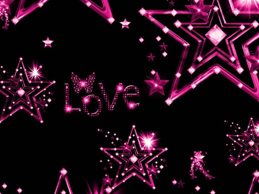 Girly Stars Of Pink And Black Background