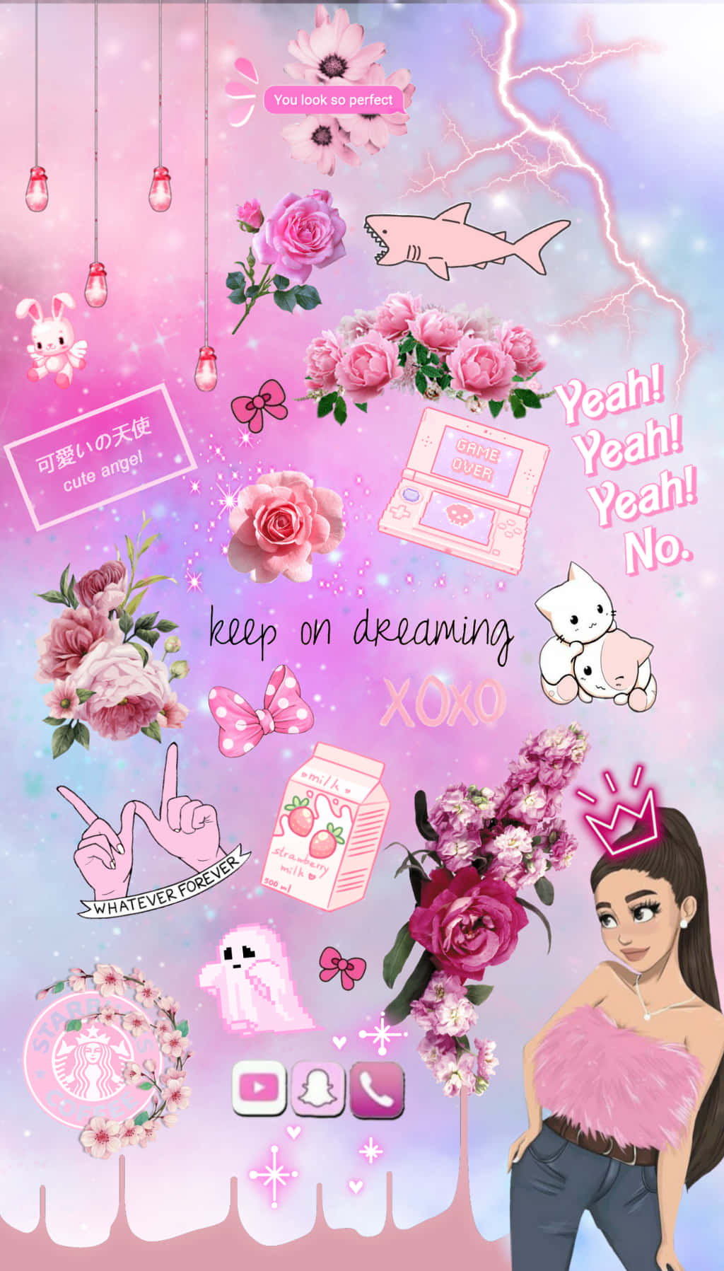 Girly Tumblr Cute Sticker Collage Background