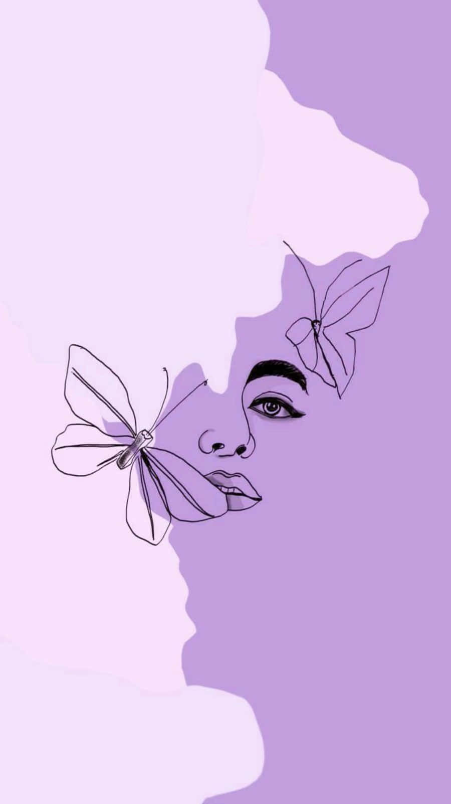 Girly Tumblr Face And Butterflies Background