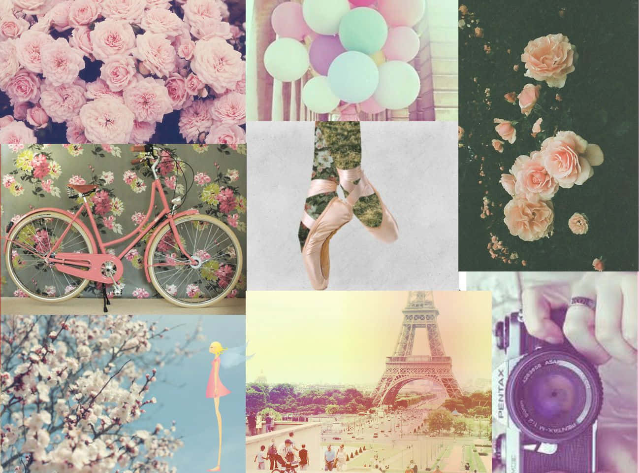 Girly Tumblr Pink Flower Aesthetic Background