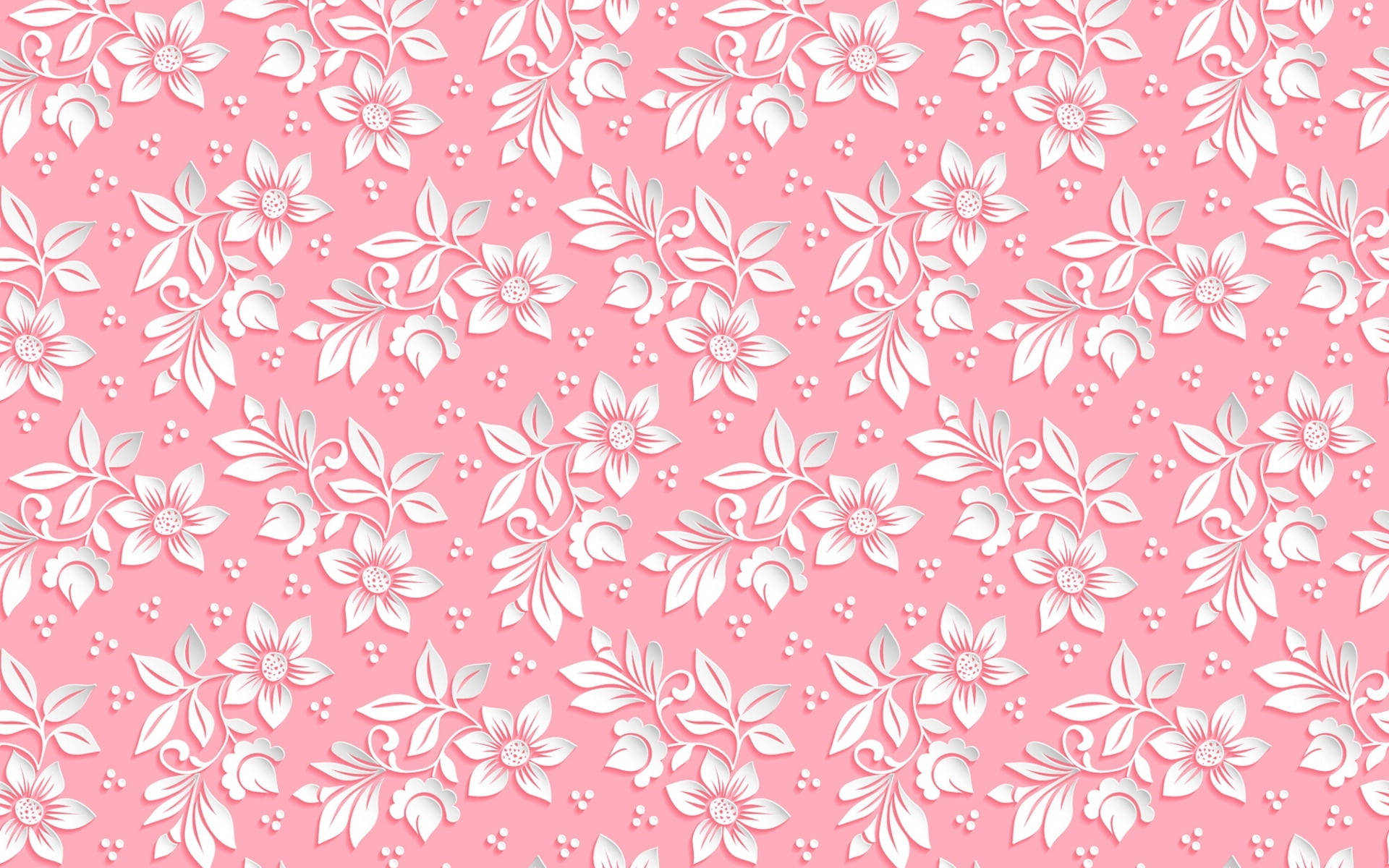 Girly White And Pink Florals Background