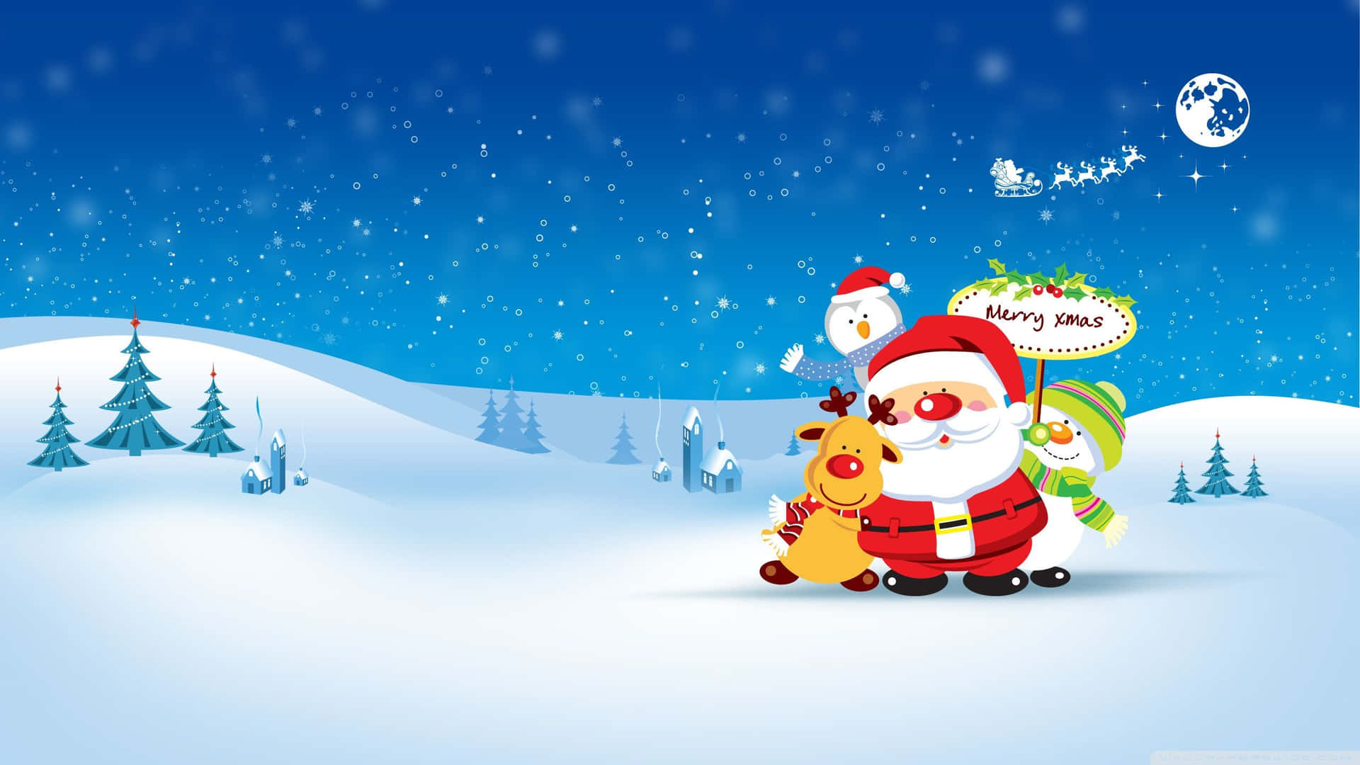 Girly Xmas Santa Cartoon Background